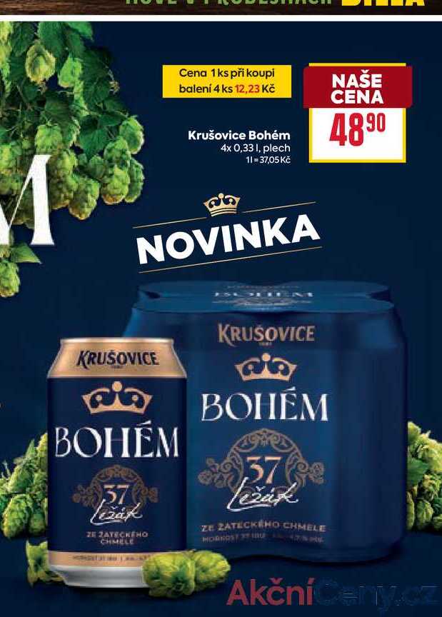 Krušovice Bohém 4x 0,33l, plech