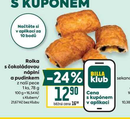 Rolka s čokoládovou a pudinkem z naší pece 1 ks, 78 g 