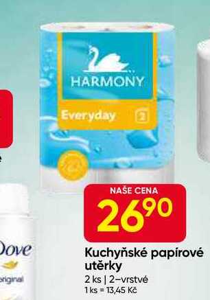 HARMONY Kuchyňské papírové utěrky 2 ks 2-vrstvé 