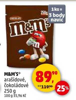 M&M'S arašídové, čokoládové, 250 g