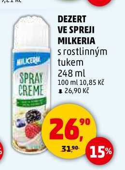 DEZERT VE SPREJI MILKERIA s rostlinným tukem, 248 ml  