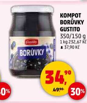 KOMPOT BORŮVKY GUSTITO, 350/150 g 