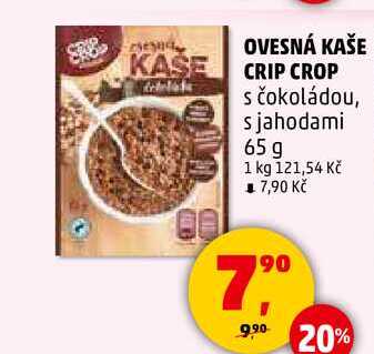 OVESNÁ KAŠE CRIP CROP s čokoládou, s jahodami, 65 g  