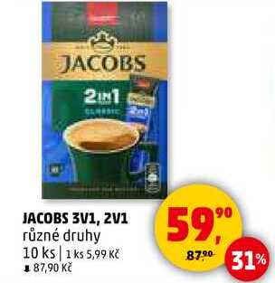 JACOBS 3V1, 2V1 různé druhy, 10 ks 