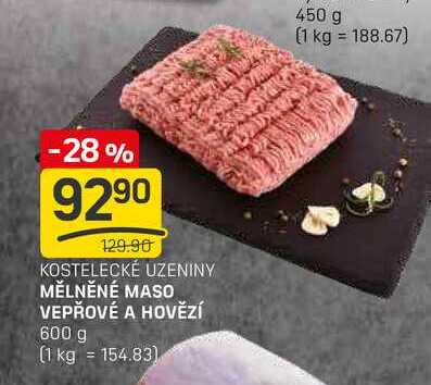 MĚLNĚNÉ MASO VEPŘOVÉ A HOVĚZÍ 600 g 