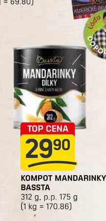 KOMPOT MANDARINKY BASSTA 312 g. p.p. 175 g 