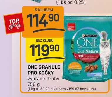 ONE GRANULE PRO KOČKY vybrané druhy 750 g