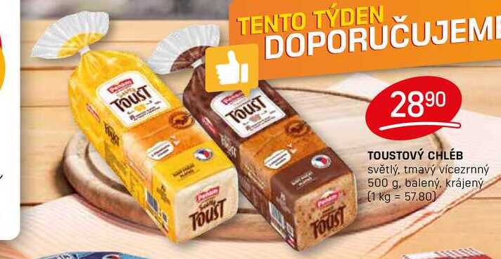 TOUSTOVÝ CHLÉB světlý, tmavý vícezrnný 500 g, balený, krájený
