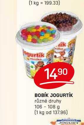BOBÍK JOGURTÍK různé druhy 106-108 g