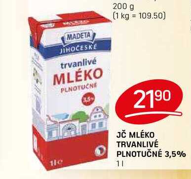 JČ MLÉKO TRVANLIVÉ PLNOTUČNÉ 3,5% 1l