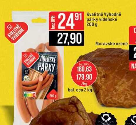 Kvalitně Výhodně párky vídeňské 200 g