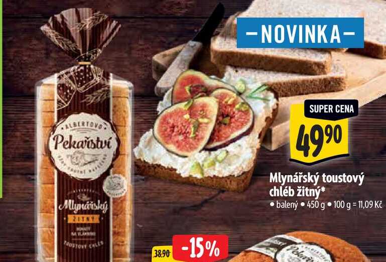  Mlynářský toustový chléb žitný 450 g  