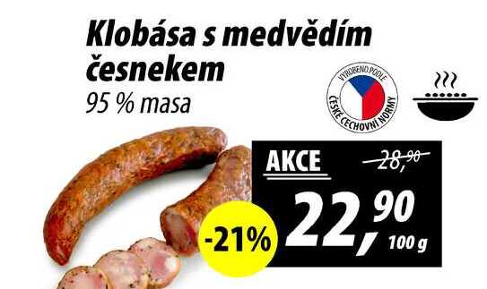 Klobása s medvědím česnekem 95% masa, 100 g 