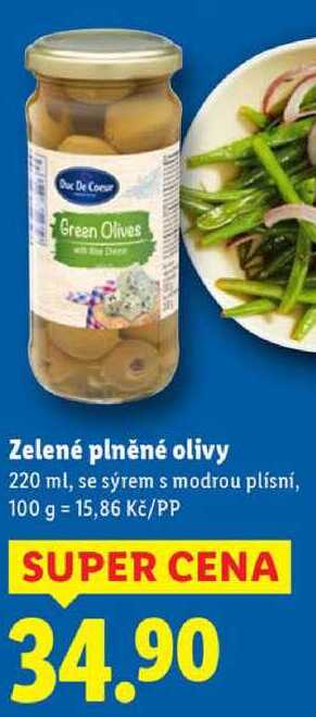 Zelené plněné olivy, 220 ml