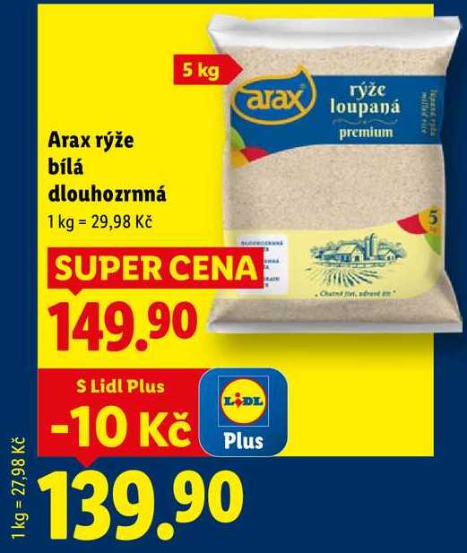 Arax rýže bílá dlouhozrnná, 5 kg