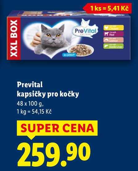 Prevital kapsičky pro kočky, 48x 100 g