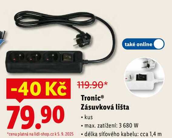 Tronic Zásuvková lišta 
