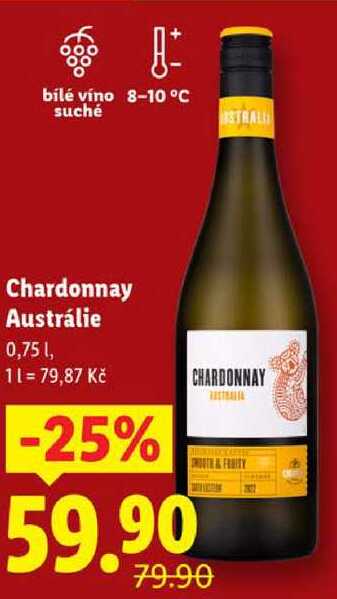 Chardonnay Austrálie, 0,75 l