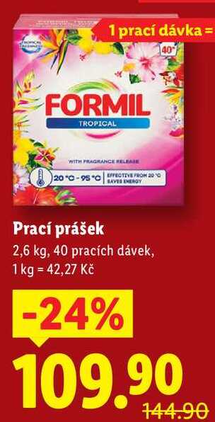 Prací prášek, 2,6 kg, 40 pracích dávek