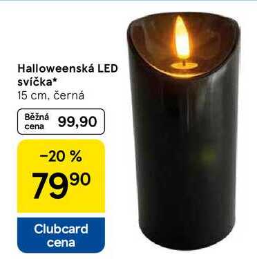 Halloweenská LED svíčka, 15 cm, černá  