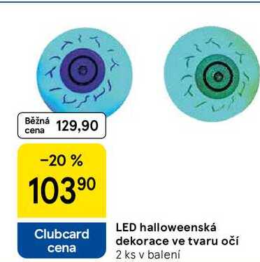 LED halloweenská dekorace ve tvaru očí, 2 ks v balení 