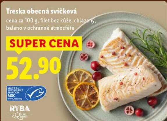 Treska obecná svíčková, cena za 100 g