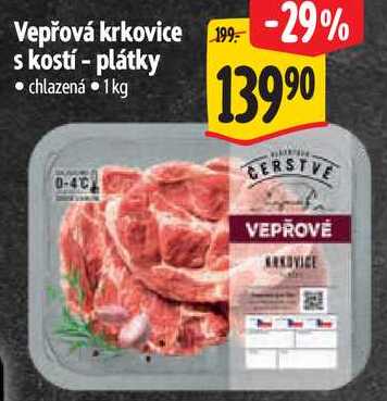 Vepřová krkovice s kostí - plátky, 1 kg