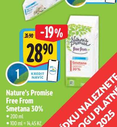  Nature's Promise Free From Smetana 30% 200 ml   v akci