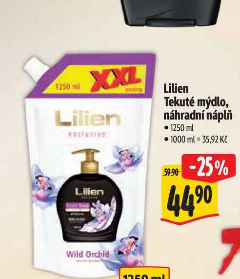   Lilien Tekuté mýdlo, náhradní náplň 1250 ml 
