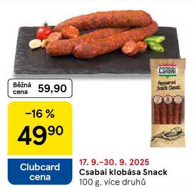 Csabai klobása Snack, 100 g 