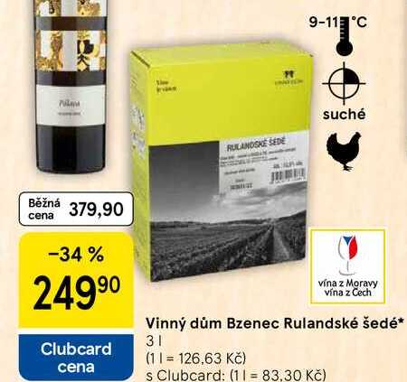 Vinný dům Bzenec Rulandské šedé, 3 l 