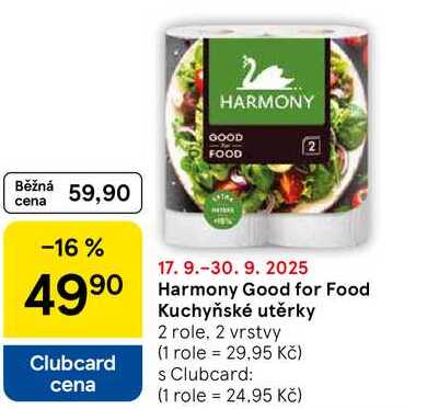 Harmony Good for Food Kuchyňské utěrky, 2 role. 2 vrstvy  
