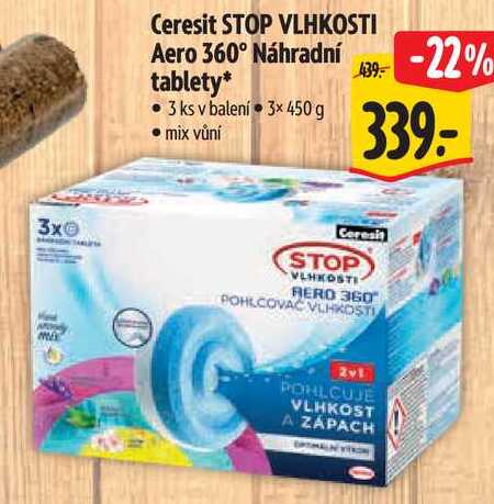 Ceresit STOP VLHKOSTI Aero 360° Náhradní tablety, 3x 450 g*