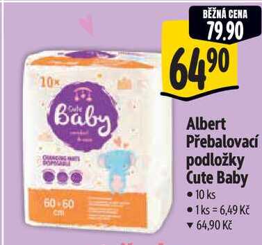 Albert Přebalovací podložky Cute Baby, 10 ks  v akci