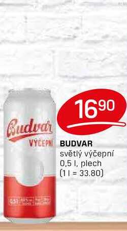 BUDVAR světlý výčepní 0,5 1, plech 