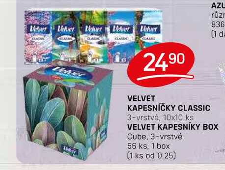 VELVET KAPESNÍČKY CLASSIC 3-vrstvé, 10x10 ks 