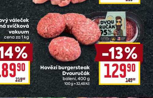 Hovězí burgersteak Dvouručák balení, 400 g 