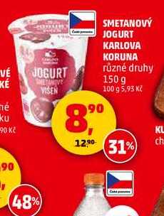 SMETANOVÝ JOGURT KARLOVA KORUNA různé druhy, 150 g 