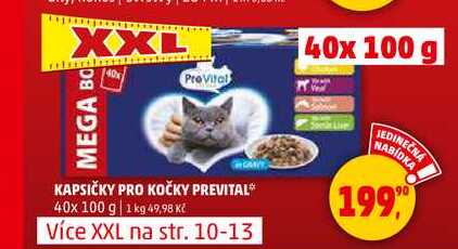 KAPSIČKY PRO KOČKY PREVITAL, 40x 100 g 