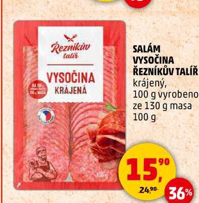 SALÁM VYSOČINA ŘEZNÍKŮV TALÍŘ krájený, 100 g 