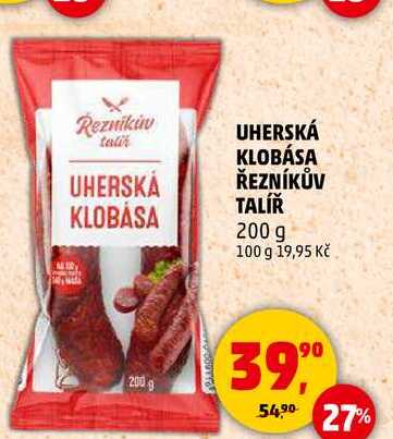 UHERSKÁ KLOBÁSA ŘEZNÍKŮV TALÍŘ, 200 g 