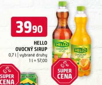 HELLO OVOCNÝ SIRUP 0,7 l