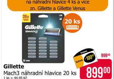 Gillette Mach3 Náhradní hlavice k holicímu strojku 20ks