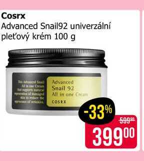 Cosrx Advanced Snail92 univerzální pleťový krém 100 g 
