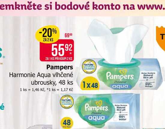 Pampers Harmonie Aqua vlhčené ubrousky, 48 ks 