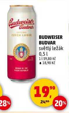 BUDWEISER BUDVAR světlý ležák, 0,5 l