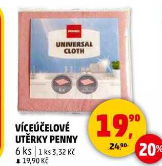 VÍCEÚČELOVÉ UTĚRKY PENNY, 6 ks 