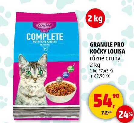 GRANULE PRO KOČKY LOUISA různé druhy, 2 kg 
