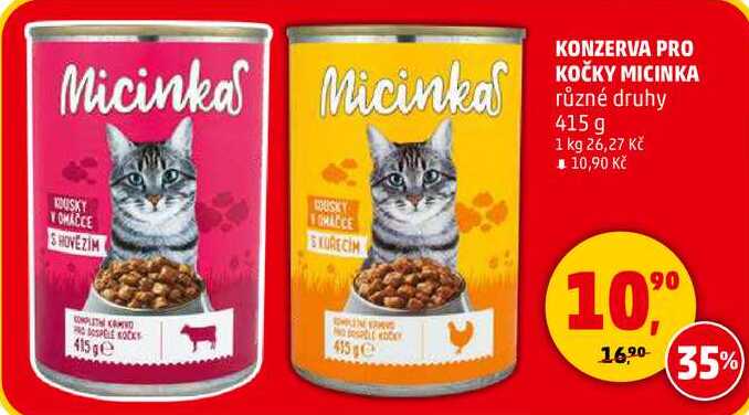 KONZERVA PRO KOČKY MICINKA různé druhy, 415 g 