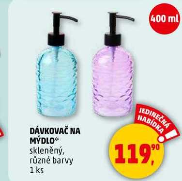 DÁVKOVAČ NA MÝDLO skleněný, různé barvy, 1 ks  